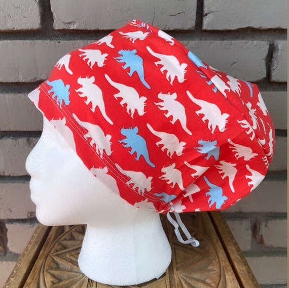 Dinosaur Scrub Cap, Dinosaur, Bones, Surgical Scrub Cap, Scrub Caps for Women, Scrub Hats, Euro Pixie Toggle Hat