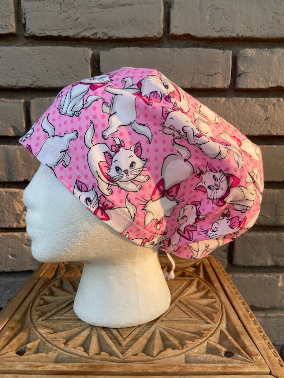 Disney Aristocats Many Faces of Marie Print - Surgical Scrub Cap -Handmade- Euro Pixie Toggle Hat