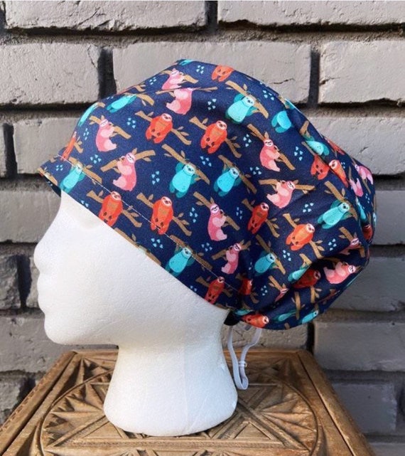 Sloth Scrub Cap, Sloth, Surgical Scrub Cap, Scrub Caps for Women, Scrub Hats, Euro Pixie Toggle Hat