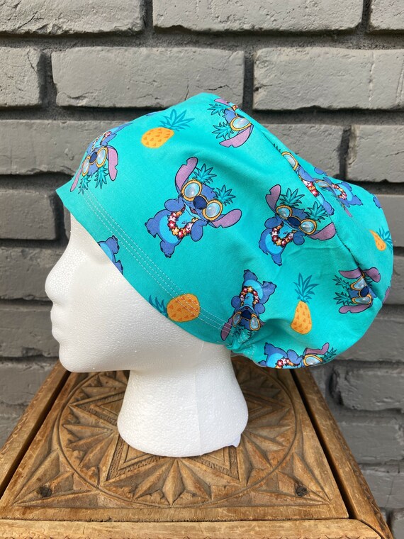 Stitch Scrub Cap, Surgical Scrub Cap, Scrub Caps for Women, Scrub Hats, Euro Scrub Cap, Scrub Cap with Buttons, Scrub Hat with Toggle