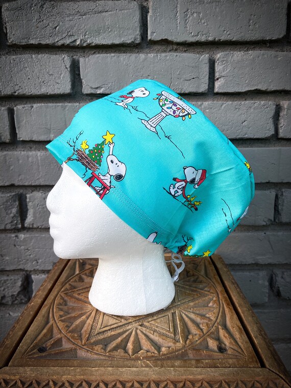 Christmas Scrub Cap, Snoopy Scrub Hat, Surgical Scrub Cap, Scrub Caps for Women, Scrub Hats, Euro Pixie Toggle Hat, Christmas