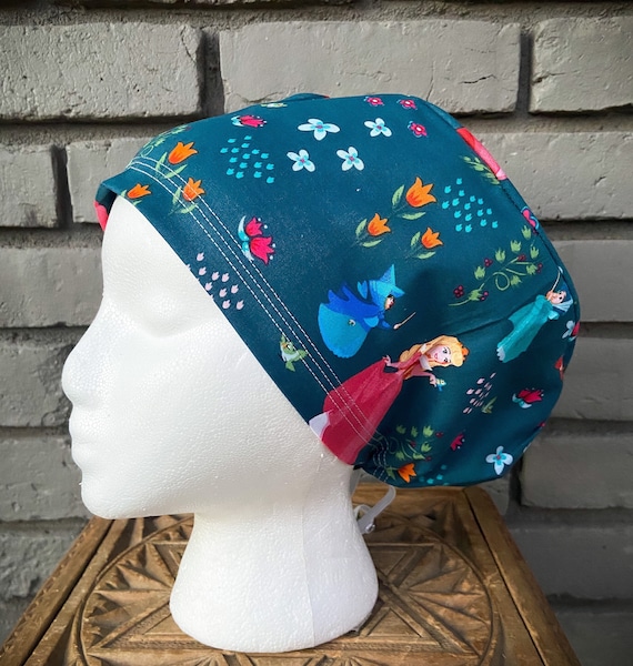 Disney Scrub Cap, Surgical Scrub Cap, Scrub Cap for Woman, Scrub Hats, Euro Scrub Cap for Woman with Toggle, Sleeping Beauty, Inspired