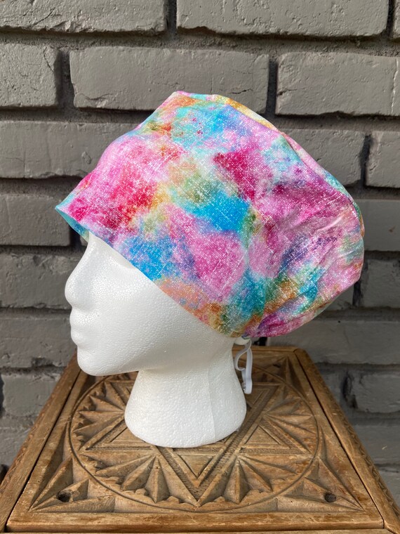 Colorful Scrub Cap, Surgical Scrub Cap, Scrub Cap for Woman, Scrub Hats, Euro Scrub Cap for Woman with Toggle, COTTON CANDY