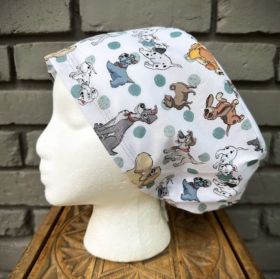 Dog Scrub Cap, Surgical Scrub Cap, Scrub Caps for Women, Scrub Hats, Euro Scrub Cap, Scrub Cap with Buttons, Scrub Hat with Toggle