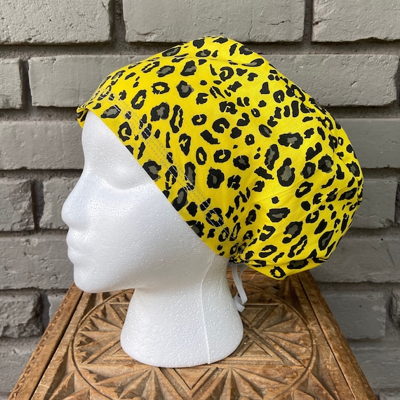 Cheetah Print Scrub Cap, Surgical Scrub Cap, Scrub Cap for Woman, Scrub Hats, Euro Scrub Cap for Woman with Toggle