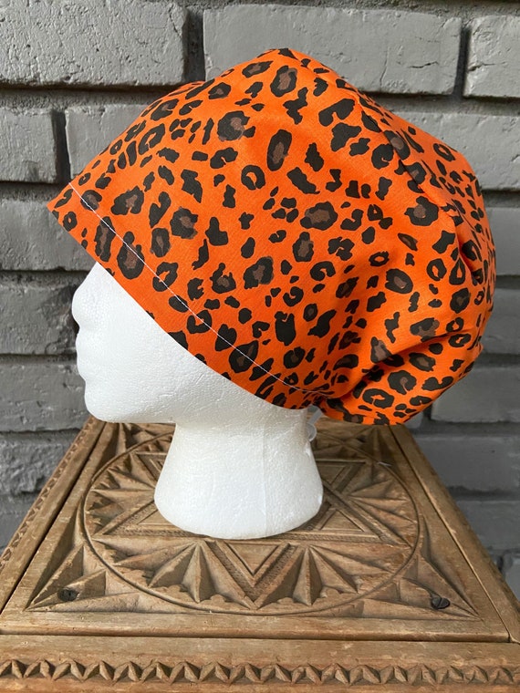 Cheetah Print Scrub Cap, Surgical Scrub Cap, Scrub Cap for Woman, Scrub Hats, Euro Scrub Cap for Woman with Toggle