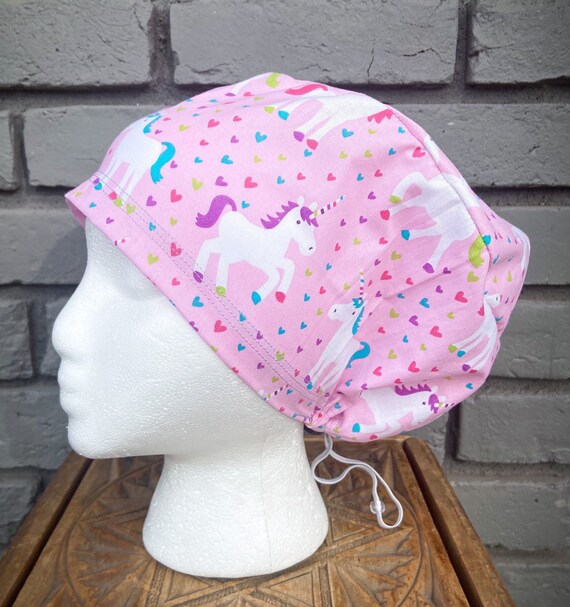 Unicorn Scrub Cap, Heart, Surgical Scrub Cap, Scrub Caps for Women, Scrub Hats, Euro Pixie Toggle Hat