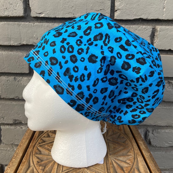 Cheetah Print Scrub Cap, Surgical Scrub Cap, Scrub Cap for Woman, Scrub Hats, Euro Scrub Cap for Woman with Toggle