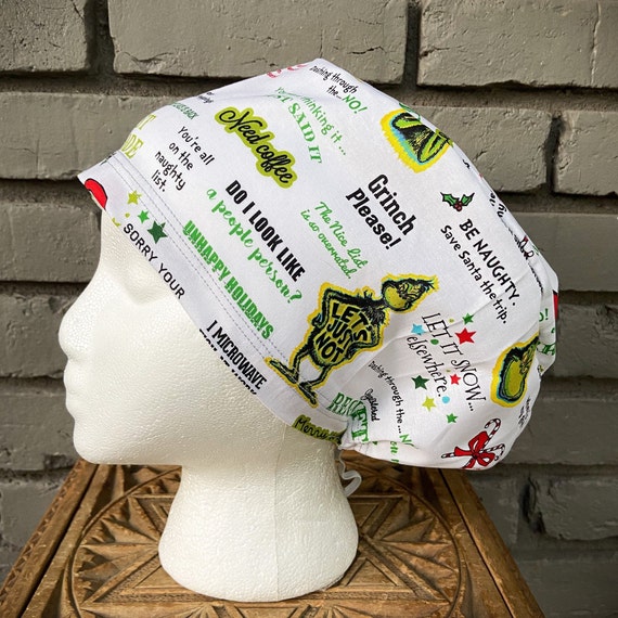 Christmas Scrub Cap, Surgical Scrub Cap, Scrub Caps for Women, Scrub Hats, Euro Pixie Toggle Hat