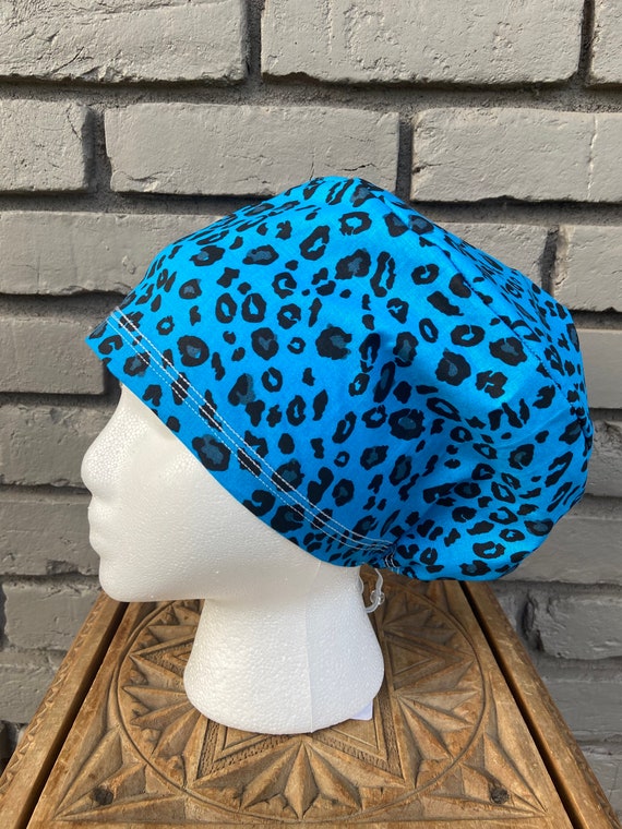 Cheetah Print Scrub Cap, Surgical Scrub Cap, Scrub Cap for Woman, Scrub Hats, Euro Scrub Cap for Woman with Toggle