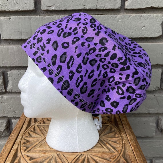 Cheetah Print Scrub Cap, Surgical Scrub Cap, Scrub Cap for Woman, Scrub Hats, Euro Scrub Cap for Woman with Toggle