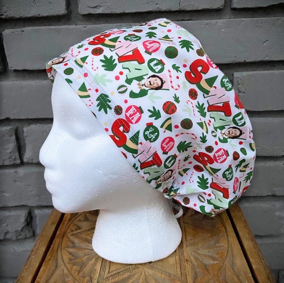 LAST ONE, Satin Christmas Scrub Cap,  Surgical Scrub Cap, Scrub Caps for Women, Scrub Hats, Euro Pixie Toggle Hat