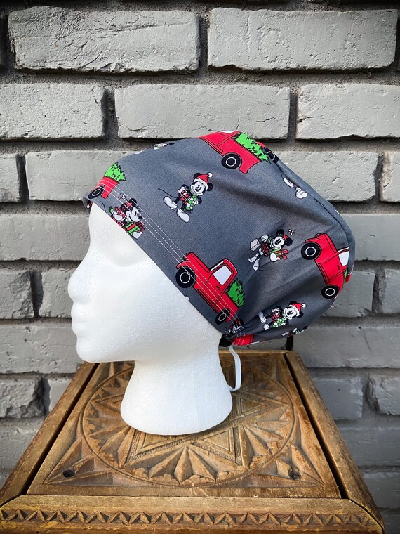 Christmas Scrub Cap, Mouse Scrub Cap, Surgical Scrub Cap, Scrub Caps for Women, Scrub Hats, Euro Pixie Toggle Hat