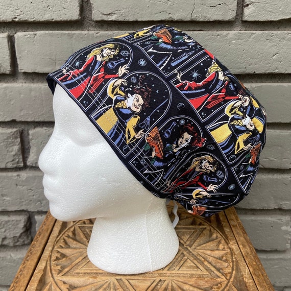 Halloween Scrub Cap, Witch Scrub Cap, Scrub Caps for Women, Scrub Hats, Euro Scrub Cap, Scrub Cap with Buttons, Scrub Hat with Toggle
