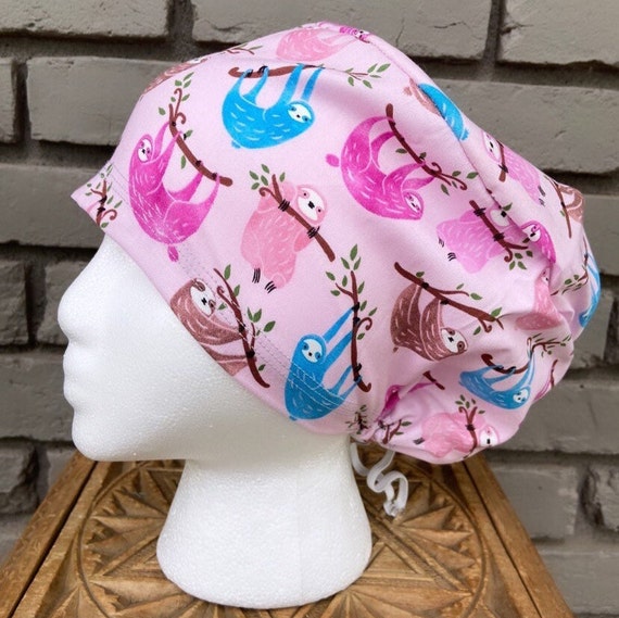 Sloth Scrub Cap, Sloth, Surgical Scrub Cap, Scrub Caps for Women, Scrub Hats, Euro Pixie Toggle Hat