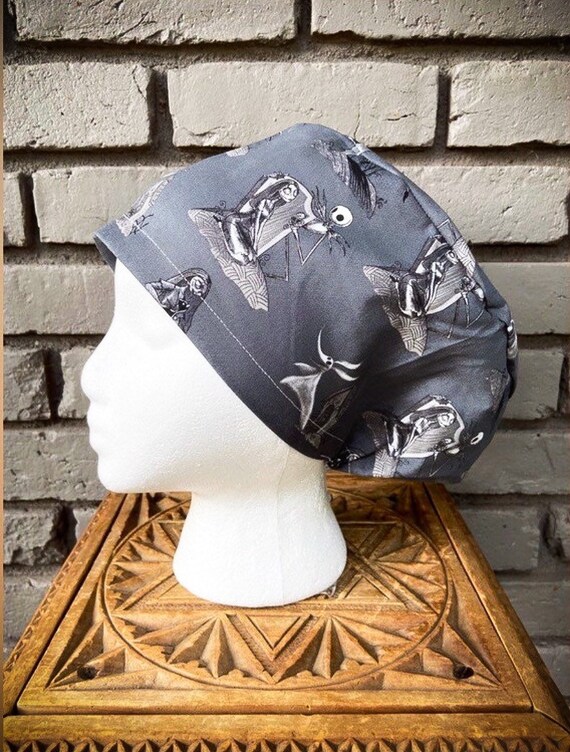 Disney Scrub Cap, Surgical Scrub Cap, Scrub Cap for Woman, Scrub Hats, Euro Scrub Cap for Woman with Toggle, Nightmare Before Christmas