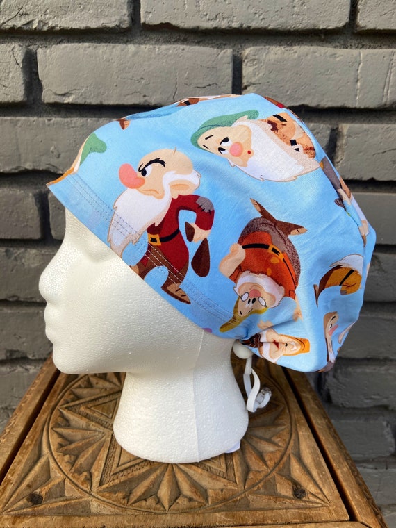 Disney Scrub Cap, Snow White, 7 Dwarves, Surgical Scrub Cap, Scrub Caps for Women, Scrub Hats, Euro Pixie Toggle Hat, Inspired