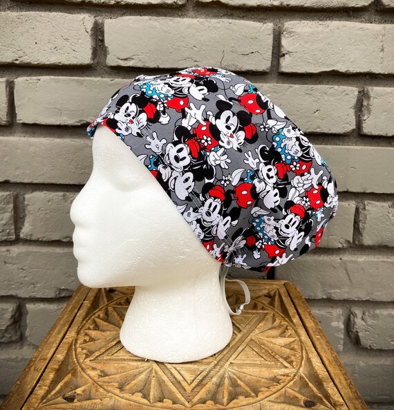 Mouse Scrub Cap, Surgical Scrub Cap, Scrub Caps for Women, Scrub Hats, Euro Scrub Cap, Scrub Cap with Buttons, Scrub Hat with Toggle