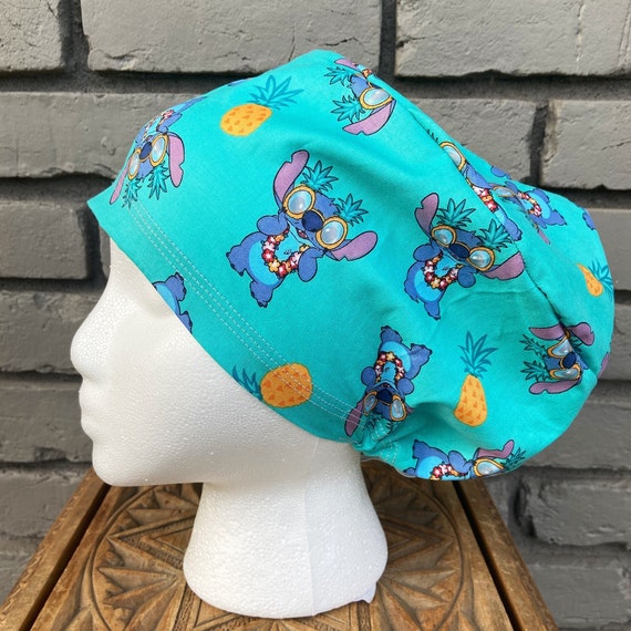 Stitch Scrub Cap, Surgical Scrub Cap, Scrub Caps for Women, Scrub Hats, Euro Scrub Cap, Scrub Cap with Buttons, Scrub Hat with Toggle