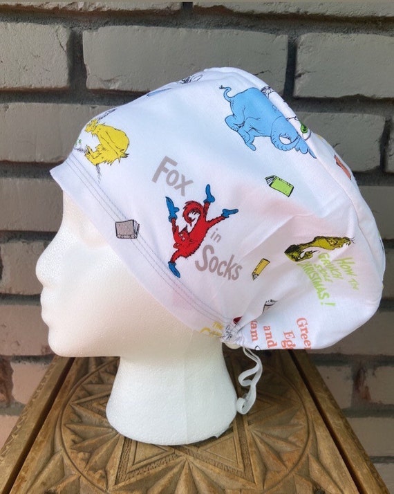 Fox Scrub Cap, Surgical Scrub Cap, Scrub Caps for Women, Scrub Hats, Euro Scrub Cap, Scrub Cap with Buttons, Scrub Hat with Toggle