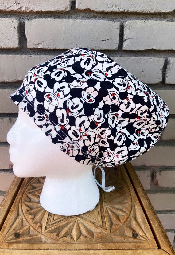 Mouse Scrub Cap. Surgical Scrub Cap, Scrub Caps for Women, Scrub Hats, Euro Scrub Cap, Scrub Cap with Buttons, Scrub Hat with Toggle
