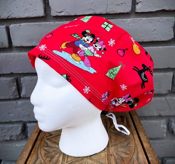 Mouse Scrub Cap, Surgical Scrub Cap, Scrub Caps for Women, Scrub Hats, Euro Scrub Cap, Scrub Cap with Buttons, Scrub Hat with Toggle