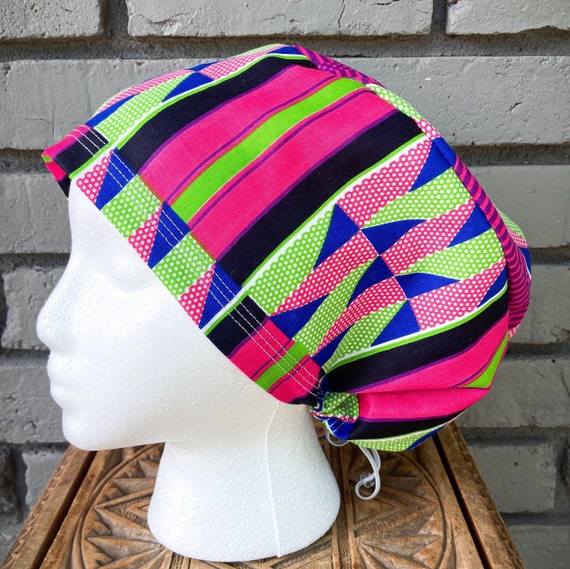 African Wax Scrub Hat, Colorful Scrub Cap, Surgical Scrub Cap, Scrub Cap for Woman, Scrub Hats, Euro Scrub Cap for Woman with Toggle,