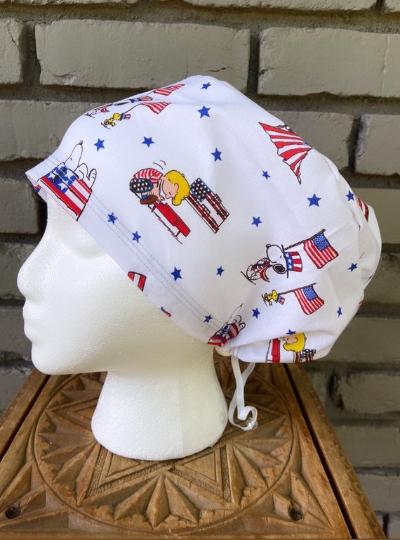 Peanuts Scrub Cap, Surgical Scrub Cap, Scrub Cap for Woman, Scrub Hats, Euro Scrub Cap for Woman with Toggle, Charlie Brown, Snoopy