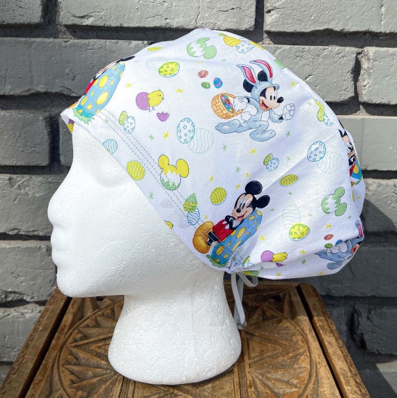 Easter Scrub Cap, Mouse, Bunny Scrub Cap, Surgical Scrub Cap, Scrub Caps for Women, Scrub Hats, Euro Pixie Toggle Hat