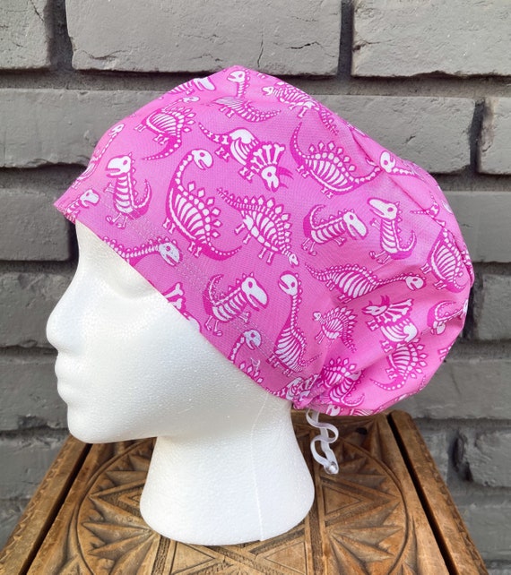 Dinosaur Scrub Cap, Dinosaur, Bones, Surgical Scrub Cap, Scrub Caps for Women, Scrub Hats, Euro Pixie Toggle Hat