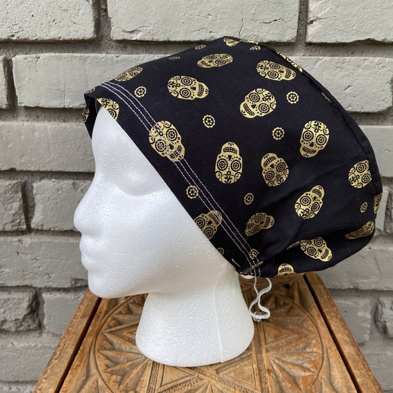 Halloween Scrub Cap, Day of the Dead, Sugar Skull, Surgical Scrub Cap, Scrub Caps for Women, Scrub Hats, Euro Pixie Toggle Hat