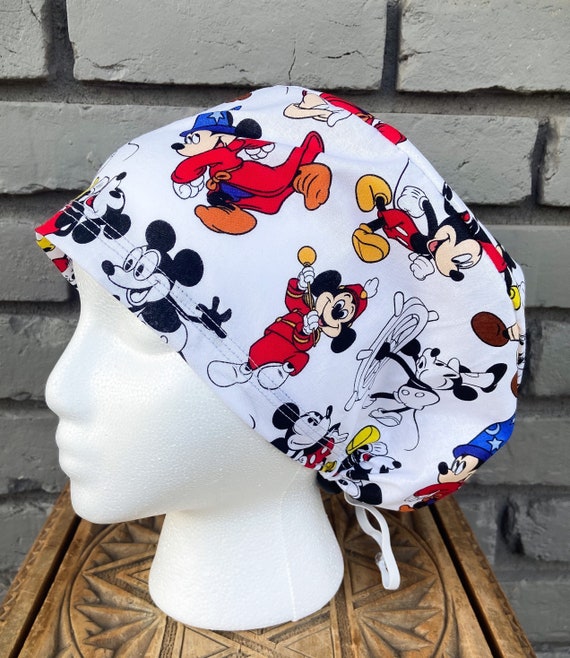 Mouse Scrub Cap, Surgical Scrub Cap, Scrub Caps for Women, Scrub Hats, Euro Scrub Cap, Scrub Cap with Buttons, Scrub Hat with Toggle