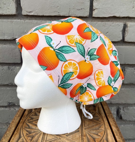 Orange Scrub Cap, Surgical Scrub Cap, Scrub Cap for Woman, Scrub Hats, Euro Scrub Cap for Woman with Toggle