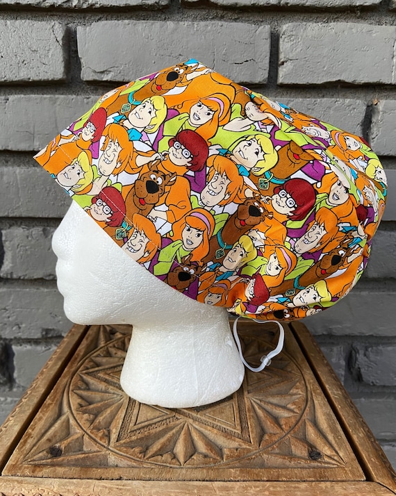 Scooby Scrub Cap, Surgical Scrub Cap, Scrub Caps for Women, Scrub Hats, Euro Scrub Cap, Scrub Cap with Buttons, Scrub Hat with Toggle