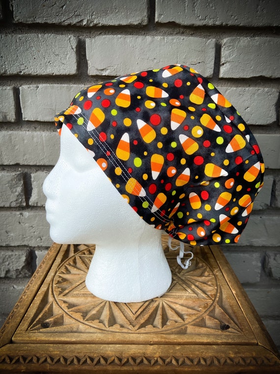 Halloween Scrub Cap, Candy Corn, Surgical Scrub Cap, Scrub Caps for Women, Scrub Hats, Euro Pixie Toggle Hat