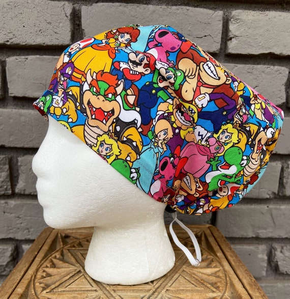 Mario Scrub Cap, Mario Cart,Surgical Scrub Cap, Scrub Cap for Woman, Scrub Hats, Euro Scrub Cap for Woman with Toggle