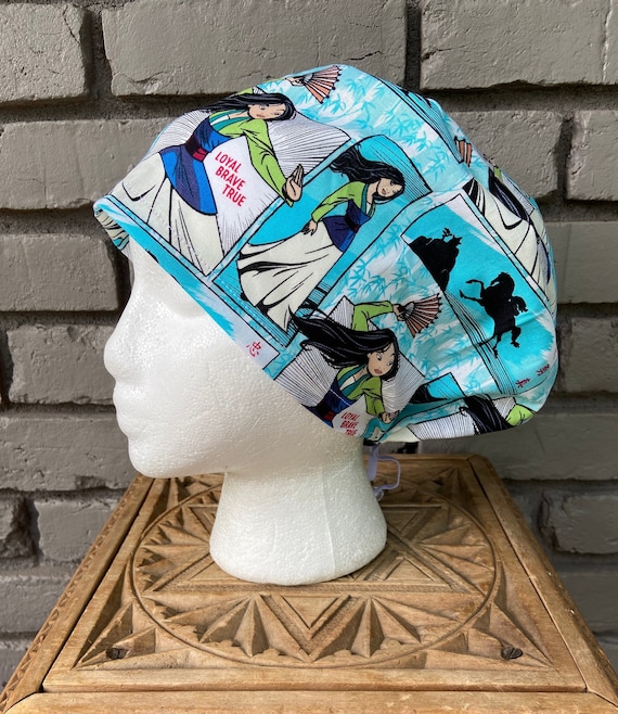 Disney’s Mulan Print - Surgical Scrub Cap -Handmade- Euro Pixie Toggle Hat