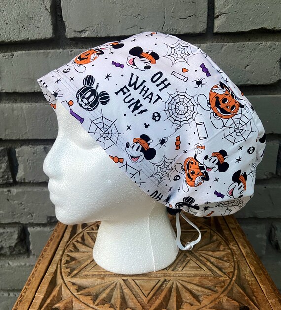 Halloween Scrub Cap, Surgical Scrub Cap, Scrub Caps for Women, Scrub Hats, Euro Scrub Cap, Scrub Cap with Buttons, Scrub Hat with Toggle