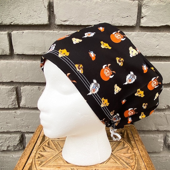 Lion Scrub Cap, Surgical Scrub Cap, Scrub Caps for Women, Scrub Hats, Euro Scrub Cap, Scrub Cap with Buttons, Scrub Hat with Toggle