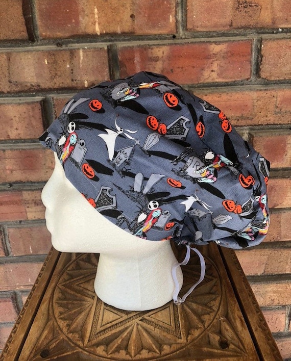 Disney Nightmare Before Christmas Print - Surgical Scrub Cap -Handmade- Euro Pixie Toggle Hat
