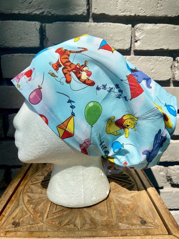 Disney Scrub Cap, Winnie the Pooh, Tigger, Eeyore, Piglet, Surgical Scrub Cap, Scrub Caps for Women, Scrub Hats, Euro Pixie Toggle Hat