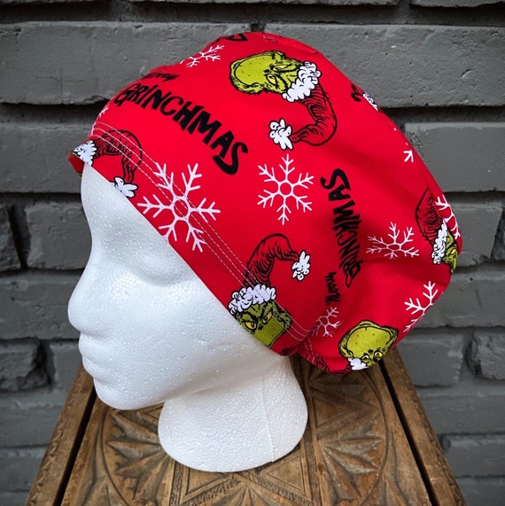 Christmas Scrub Cap, Surgical Scrub Cap, Scrub Caps for Women, Scrub Hats, Euro Scrub Cap, Scrub Cap with Buttons, Scrub Hat with Toggle