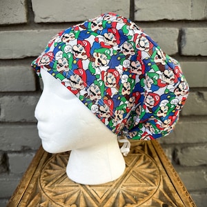 Mario Scrub Cap, Surgical Scrub Cap, Scrub Caps for Women, Scrub Hats, Euro Scrub Cap, Scrub Cap with Buttons, Scrub Hat with Toggle