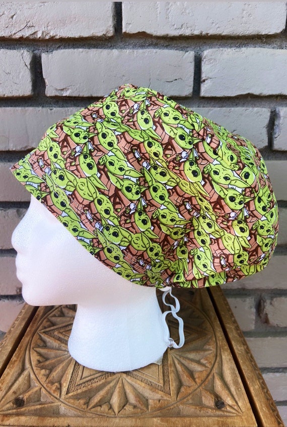Mandalorian Scrub Cap, Surgical Scrub Cap, Scrub Cap for Woman, Scrub Hats, Euro Scrub Cap for Woman with Toggle, Baby Yoda, Inspired, Grogu
