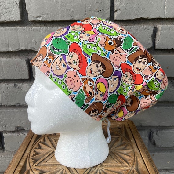 Toy Scrub Cap, Surgical Scrub Cap, Scrub Caps for Women, Scrub Hats, Euro Scrub Cap, Scrub Cap with Buttons, Scrub Hat with Toggle