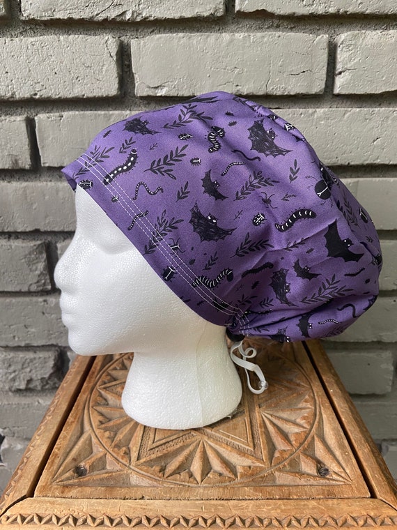 Halloween Scrub Cap, Surgical Scrub Cap, Scrub Caps for Women, Scrub Hats, Euro Scrub Cap, Scrub Cap with Buttons, Scrub Hat with Toggle