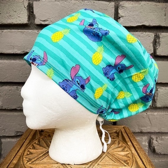 Stitch Scrub Cap, Surgical Scrub Cap, Scrub Caps for Women, Scrub Hats, Euro Scrub Cap, Scrub Cap with Buttons, Scrub Hat with Toggle