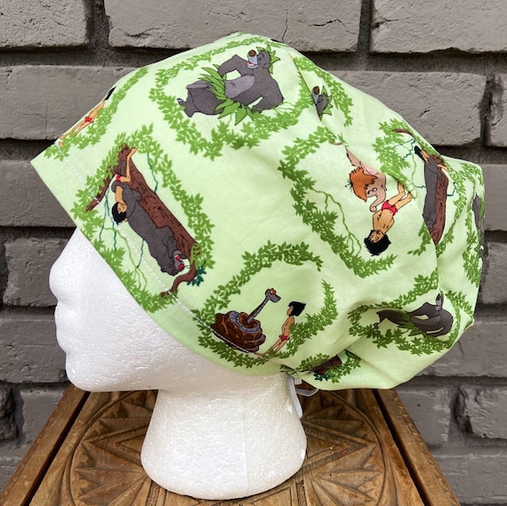 Jungle Scrub Cap, Surgical Scrub Cap, Scrub Caps for Women, Scrub Hats, Euro Scrub Cap, Scrub Cap with Buttons, Scrub Hat with Toggle