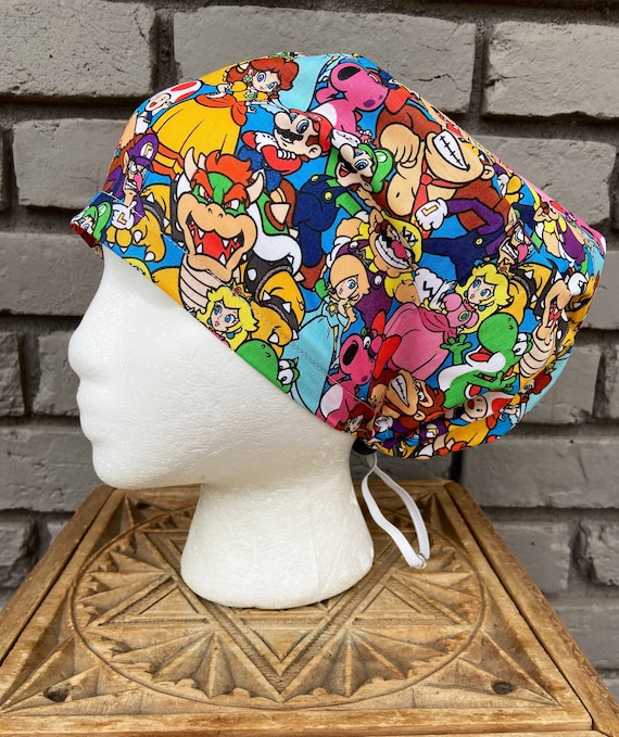 Nintendo Scrub Cap, Nintendo, Mario Cart, Surgical Scrub Cap, Scrub Caps for Women, Scrub Hats, Euro Pixie Toggle Hat