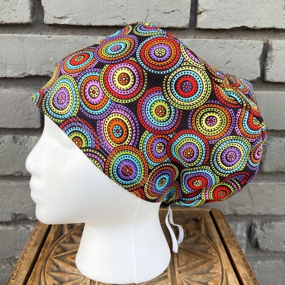 Colorful Scrub Cap, Surgical Scrub Cap, Scrub Caps for Women, Scrub Hats, Euro Scrub Cap, Scrub Cap with Buttons, Scrub Hat with Toggle